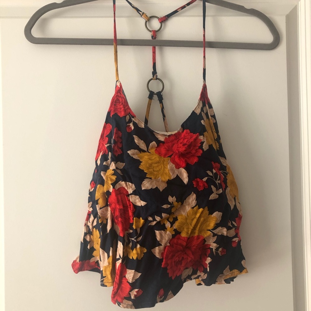 AMERICAN EAGLE NAVY FLORAL TOP